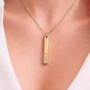 Valentines gift Minimalist Gold Necklace with CZ Stones